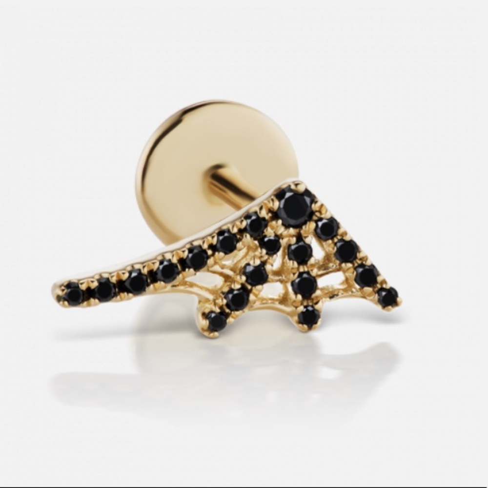 Maria Tash threaded black diamond stud earring